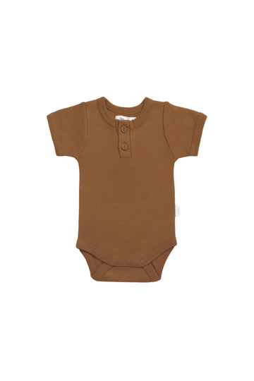 Organic Cotton Benny Tee Bodysuit - Cinnamon Childrens Bodysuit from Jamie Kay Australia
