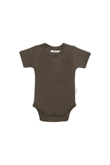 Organic Cotton Benny Tee Bodysuit - Deep Olive Childrens Bodysuit from Jamie Kay Australia