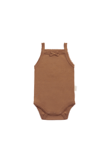 Organic Cotton Bridget Singlet Bodysuit - Cinnamon Childrens Bodysuit from Jamie Kay Australia