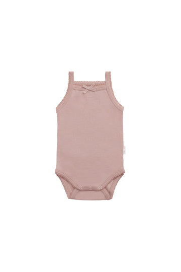 Organic Cotton Bridget Singlet Bodysuit - Powder Pink Childrens Singlet Bodysuit from Jamie Kay Australia