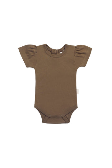 Organic Cotton Cap Sleeve Bodysuit - Autumn Bronze Childrens Bodysuit from Jamie Kay Australia