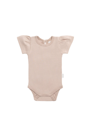 Organic Cotton Cap Sleeve Bodysuit - Blushing Berry Childrens Bodysuit from Jamie Kay Australia