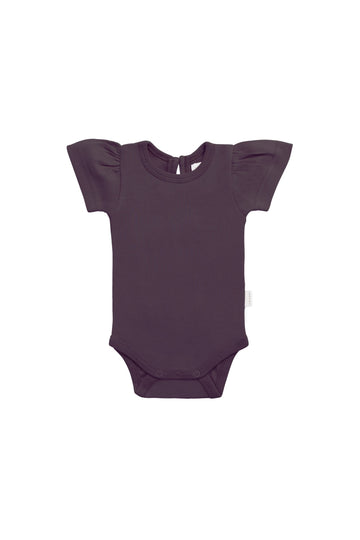 Organic Cotton Cap Sleeve Bodysuit - Sugar Plum Childrens Bodysuit from Jamie Kay Australia