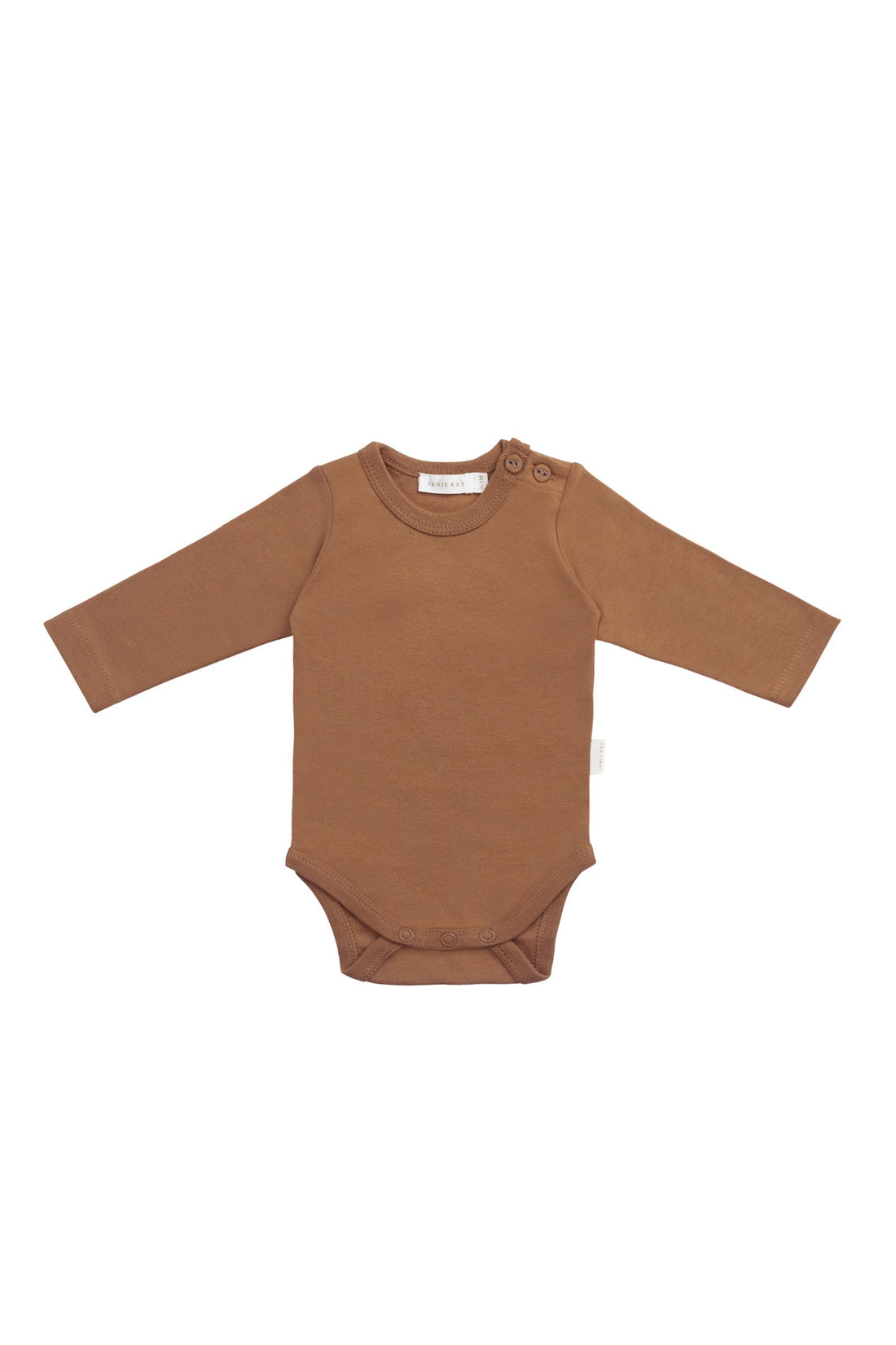 Organic Cotton Elora Long Sleeve Bodysuit - Cinnamon Childrens Bodysuit from Jamie Kay Australia