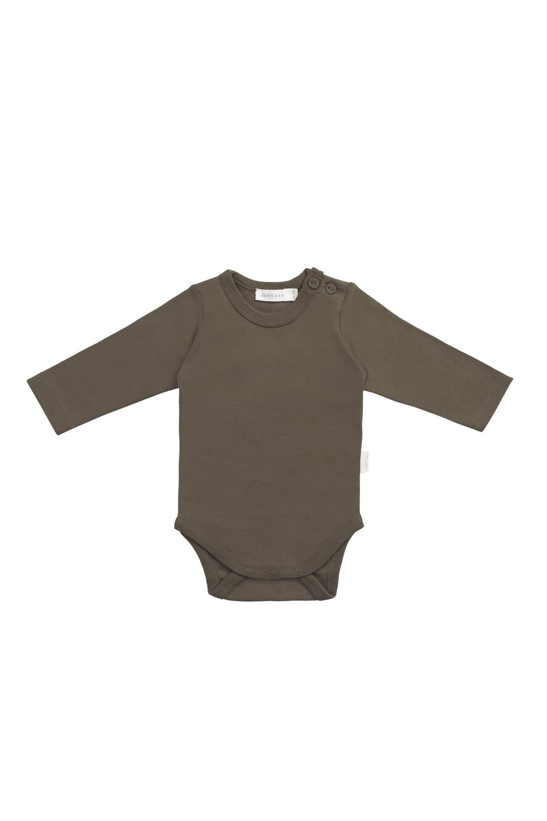 Organic Cotton Elora Long Sleeve Bodysuit - Deep Olive Childrens Bodysuit from Jamie Kay Australia