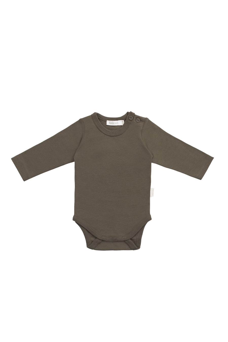Organic Cotton Elora Long Sleeve Bodysuit - Deep Olive Childrens Bodysuit from Jamie Kay Australia