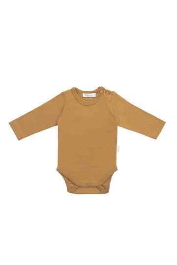 Organic Cotton Elora Long Sleeve Bodysuit - Golden Childrens Bodysuit from Jamie Kay Australia