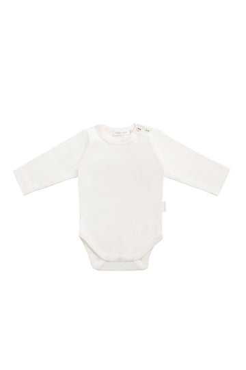 Organic Cotton Elora Long Sleeve Bodysuit - Milk Childrens Bodysuit from Jamie Kay Australia