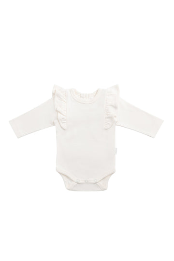 Organic Cotton Fleur Long Sleeve Bodysuit - Milk Childrens Bodysuit from Jamie Kay Australia