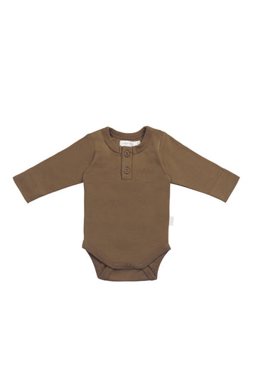 Organic Cotton Long Sleeve Bodysuit - Autumn Bronze Childrens Bodysuit from Jamie Kay Australia
