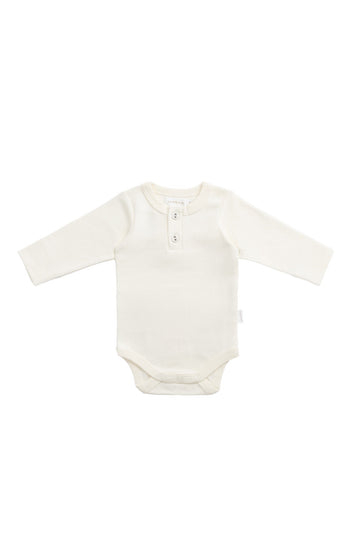 Organic Cotton Long Sleeve Bodysuit - Buttermilk Childrens Bodysuit from Jamie Kay Australia