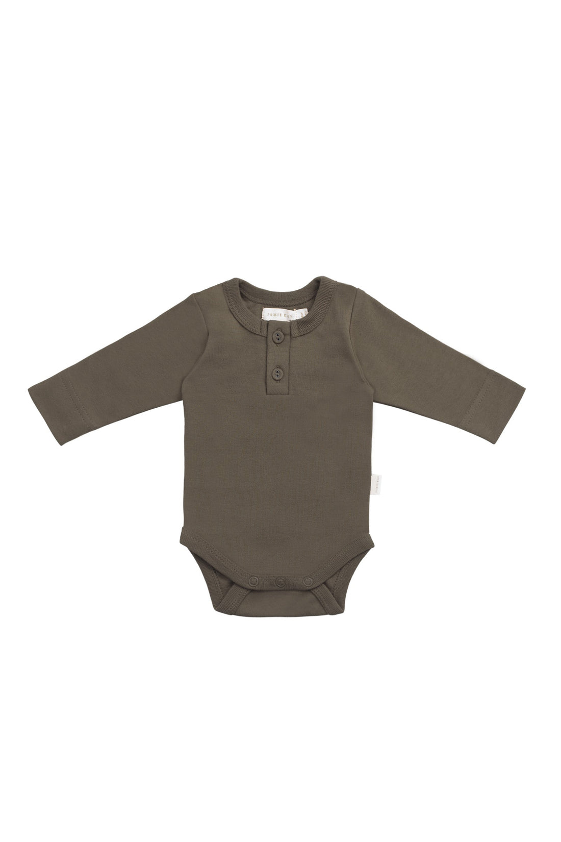 Organic Cotton Long Sleeve Bodysuit - Deep Olive Childrens Bodysuit from Jamie Kay Australia