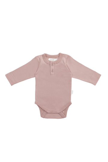 Organic Cotton Long Sleeve Bodysuit - Powder Pink Childrens Bodysuit from Jamie Kay Australia