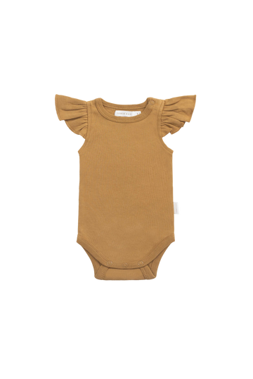 Organic Cotton Fleur Bodysuit - Golden Childrens Bodysuit from Jamie Kay Australia