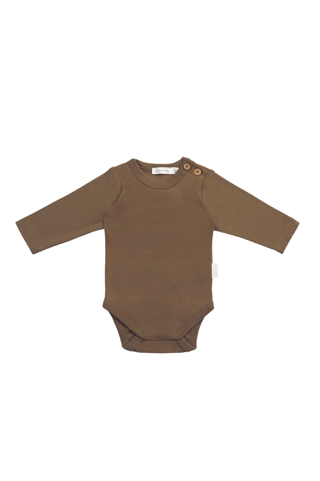 Organic Cotton Marlo Long Sleeve Bodysuit - Autumn Bronze Childrens Bodysuit from Jamie Kay Australia