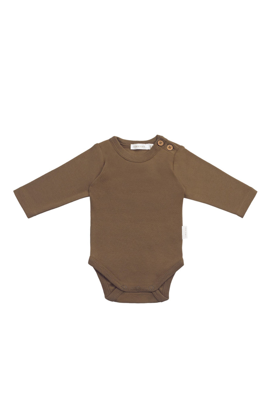 Organic Cotton Marlo Long Sleeve Bodysuit - Autumn Bronze Childrens Bodysuit from Jamie Kay Australia