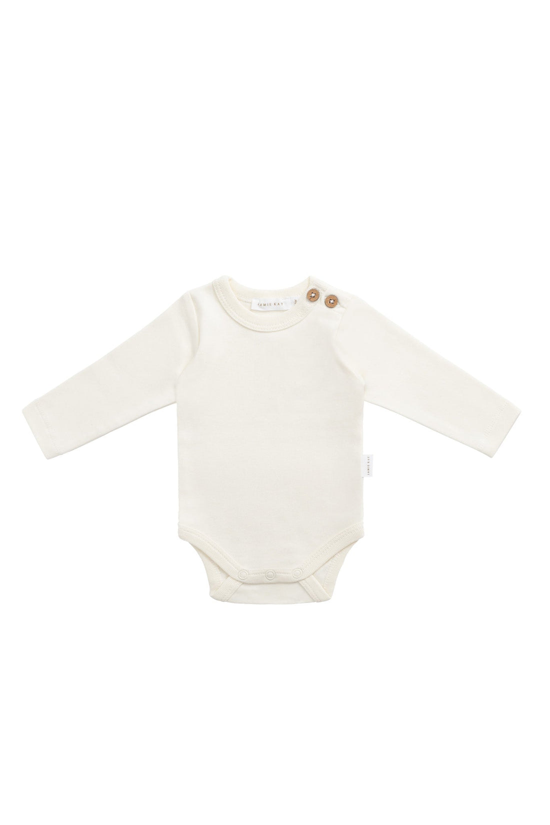 Organic Cotton Marlo Long Sleeve Bodysuit - Buttermilk Childrens Bodysuit from Jamie Kay Australia