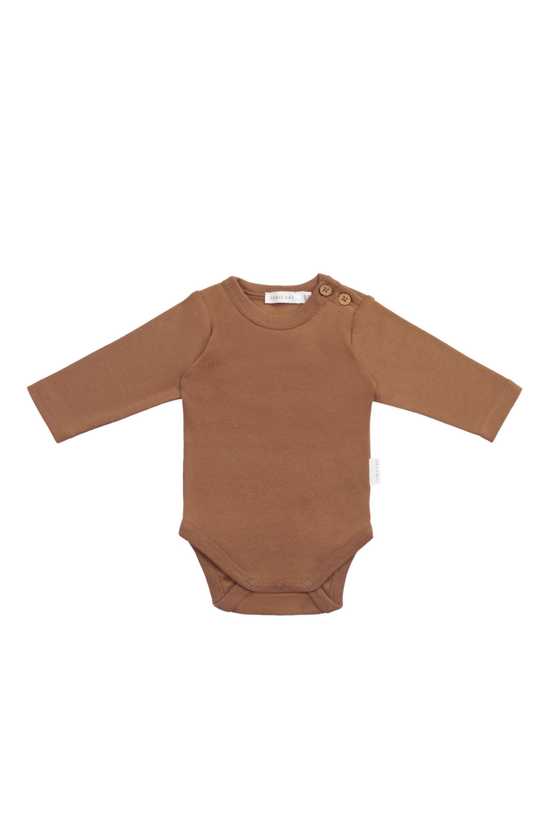 Organic Cotton Marlo Long Sleeve Bodysuit - Cinnamon Childrens Bodysuit from Jamie Kay Australia