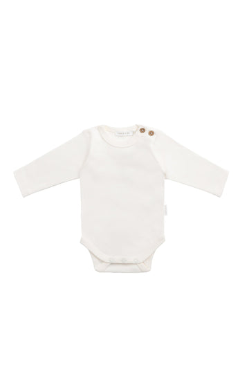 Organic Cotton Marlo Long Sleeve Bodysuit - Milk Childrens Bodysuit from Jamie Kay Australia