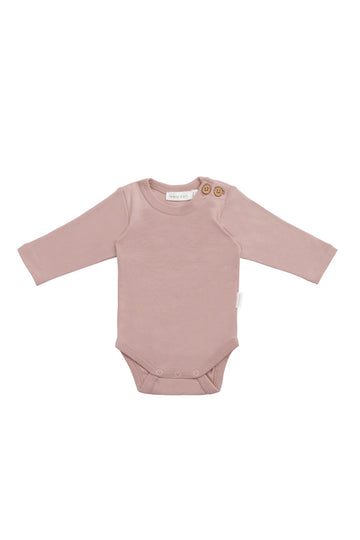 Organic Cotton Marlo Long Sleeve Bodysuit - Powder Pink Childrens Bodysuit from Jamie Kay Australia