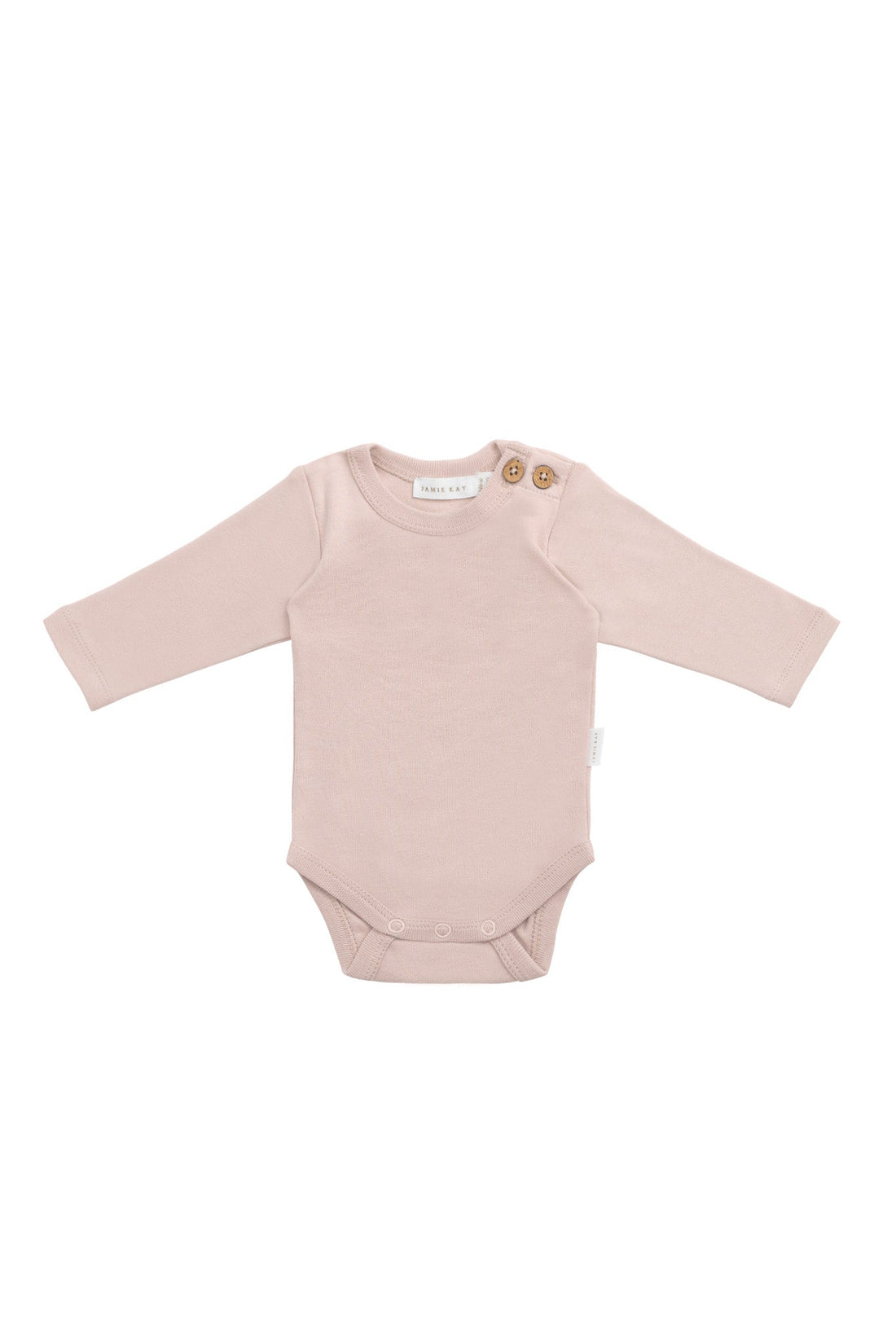 Organic Cotton Marlo Long Sleeve Bodysuit - Shell Pink Childrens Bodysuit from Jamie Kay Australia