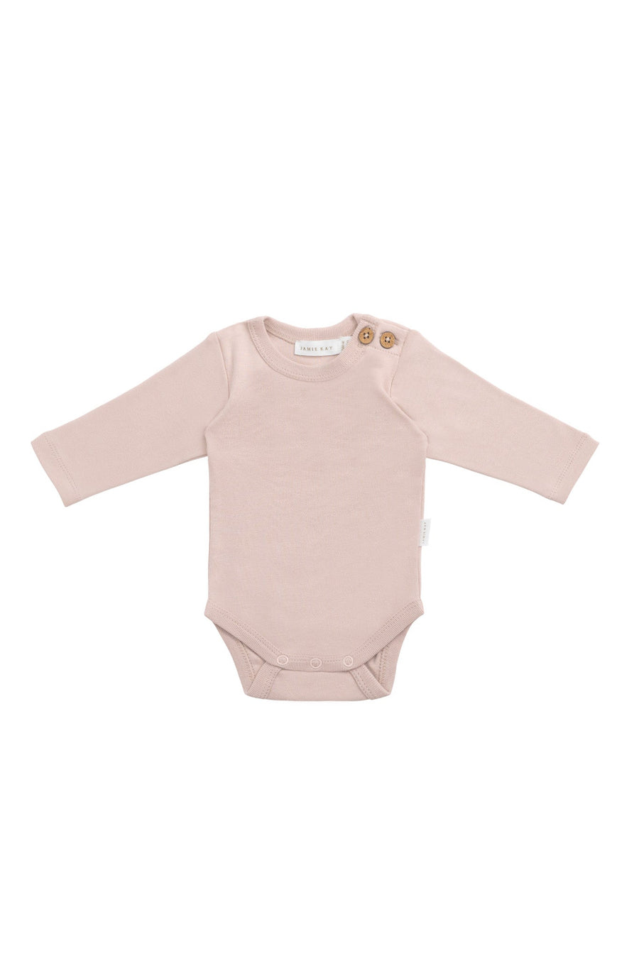 Organic Cotton Marlo Long Sleeve Bodysuit - Shell Pink Childrens Bodysuit from Jamie Kay Australia