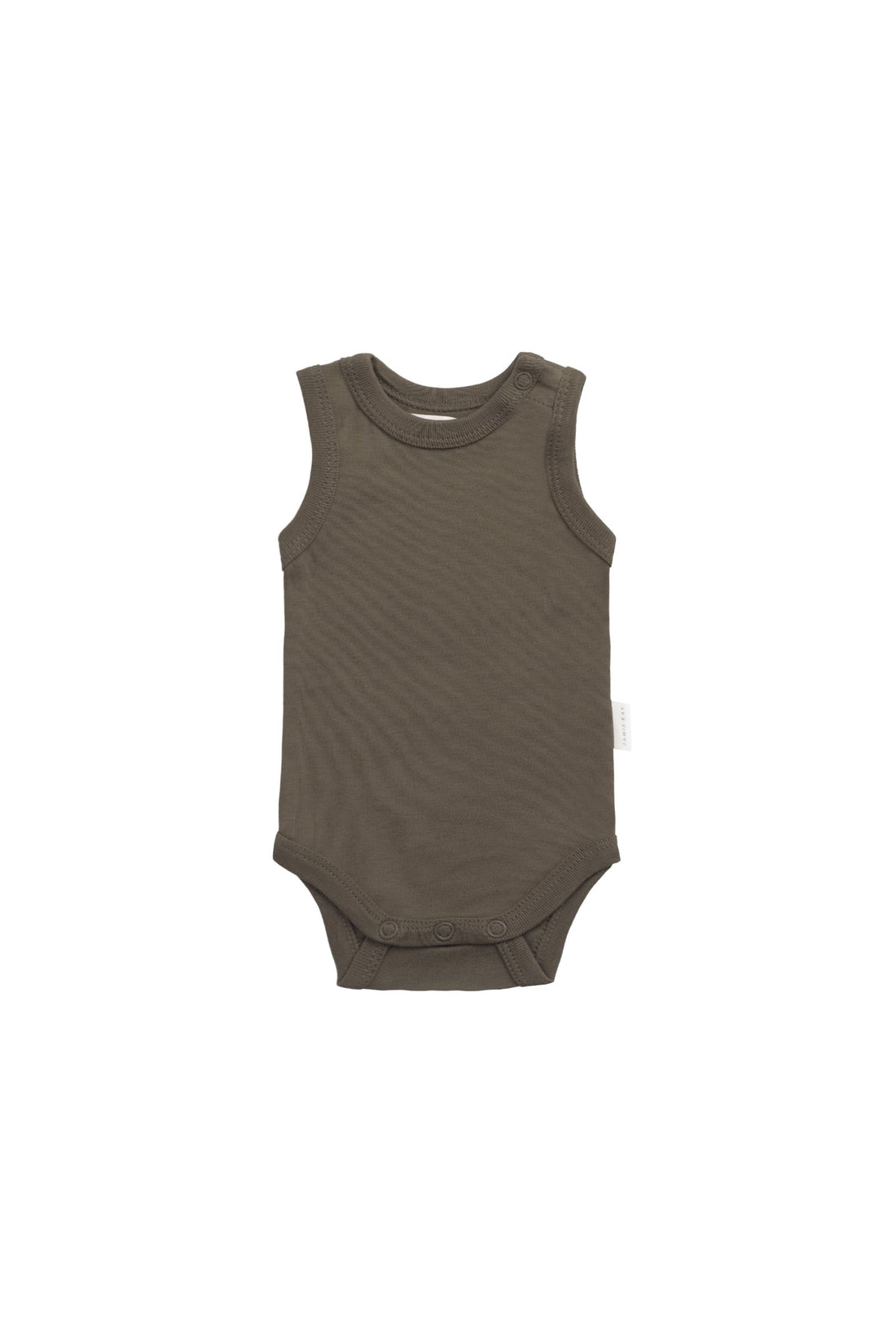 Organic Cotton Marlo Sleeveless Bodysuit - Deep Olive Childrens Bodysuit from Jamie Kay Australia