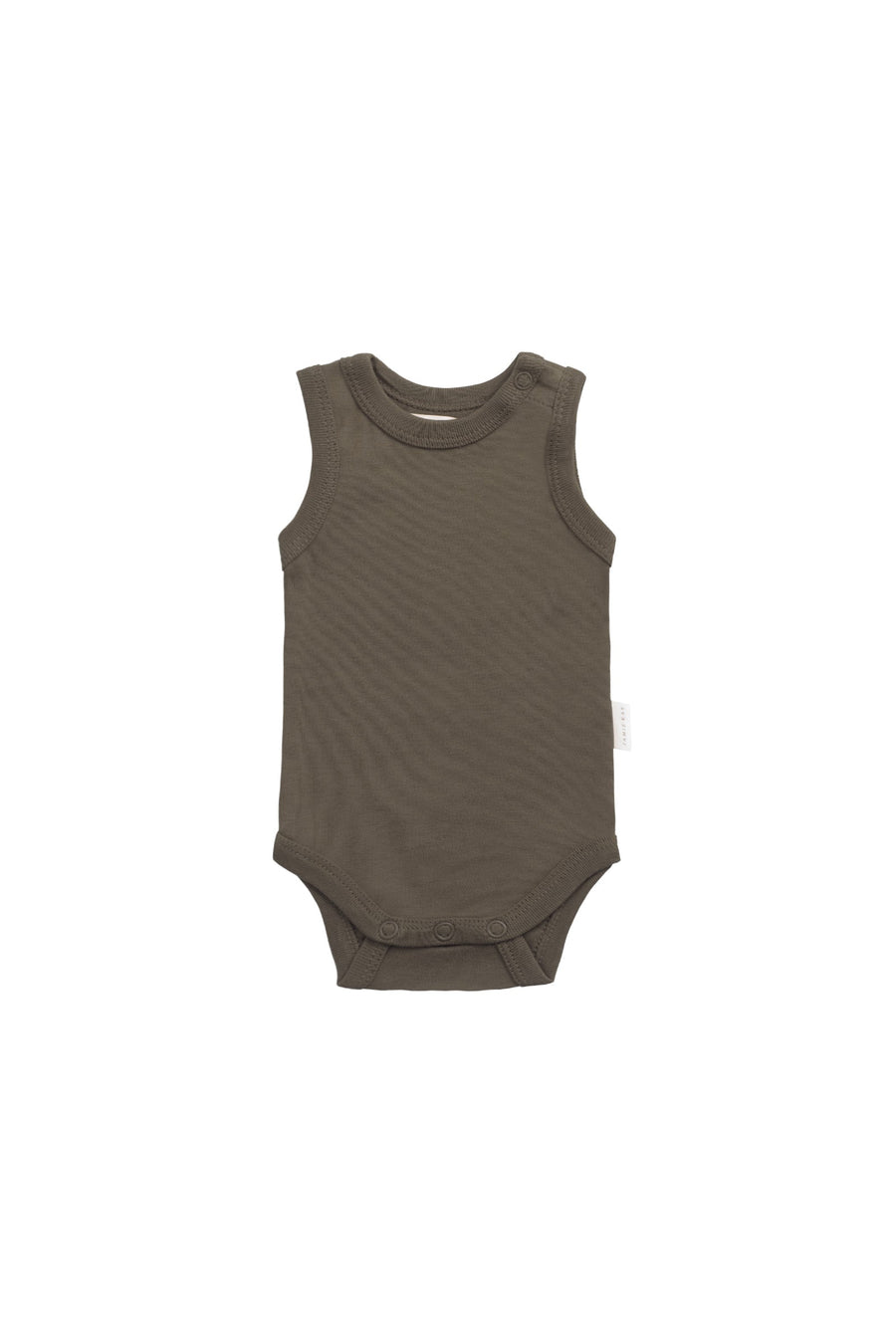 Organic Cotton Marlo Sleeveless Bodysuit - Deep Olive Childrens Bodysuit from Jamie Kay Australia
