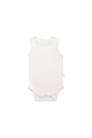 Organic Cotton Marlo Sleeveless Bodysuit - Milk Childrens Bodysuit from Jamie Kay Australia