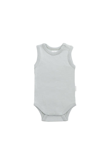 Organic Cotton Marlo Sleeveless Bodysuit - Mineral Childrens Bodysuit from Jamie Kay NZ