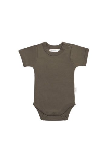 Organic Cotton Olsen Tee Bodysuit - Deep Olive Childrens Bodysuit from Jamie Kay Australia