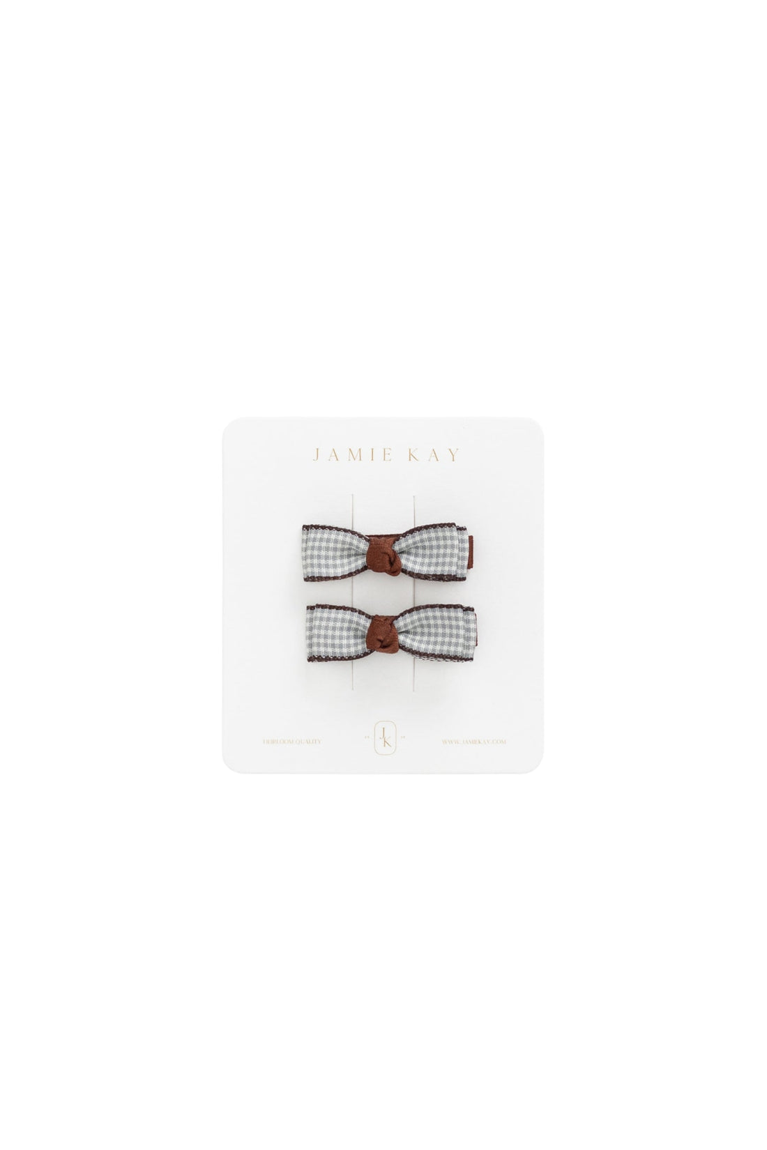Celine Hair Clip Set - Silver Blue Gingham Childrens Clip Set from Jamie Kay Australia