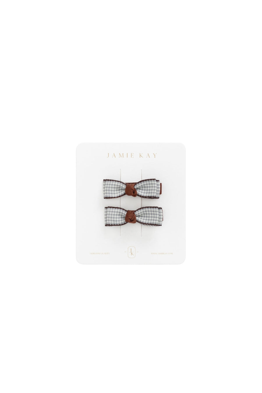 Celine Hair Clip Set - Silver Blue Gingham Childrens Clip Set from Jamie Kay Australia