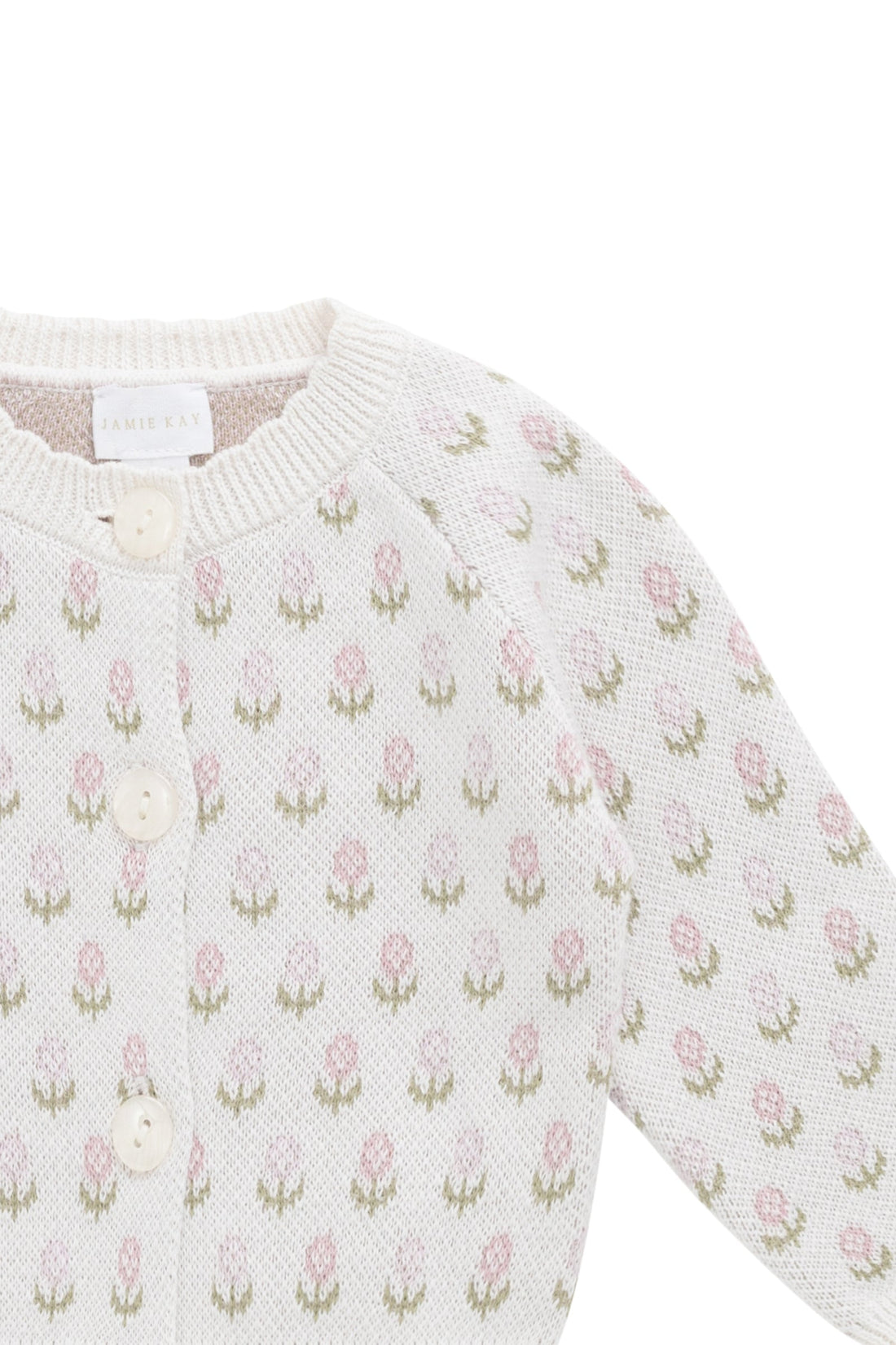 Olivia Cardigan - Olivia Jacquard Slightly Pink Childrens Cardigan from Jamie Kay Australia