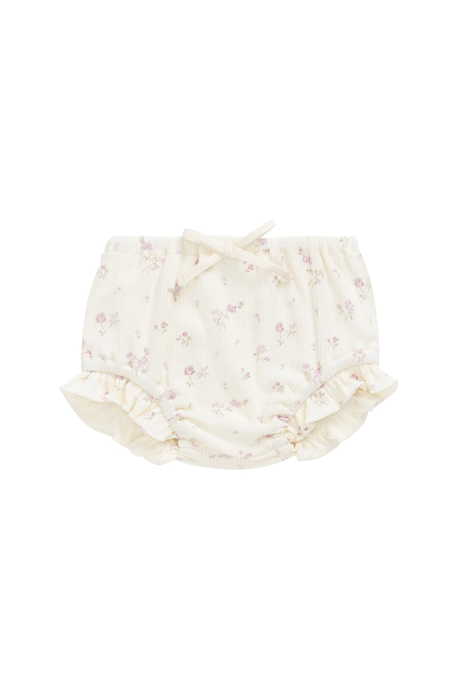 Organic Cotton Fine Rib Frill Bloomer - Caroline Egret Childrens Bloomer from Jamie Kay Australia