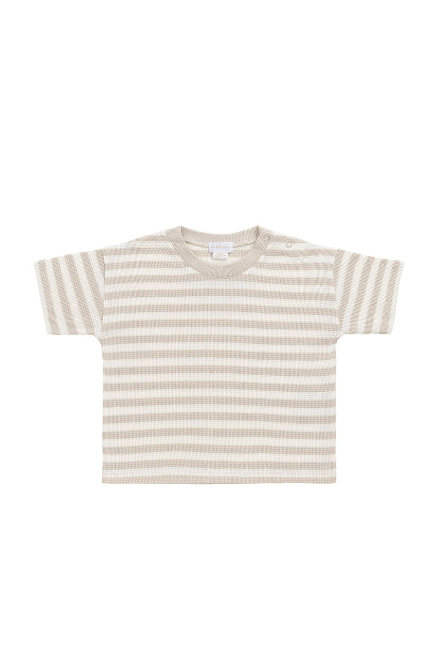 Organic Cotton Waffle Leith Tee - Staple Stripe Oat/Cloud Childrens Top from Jamie Kay Australia