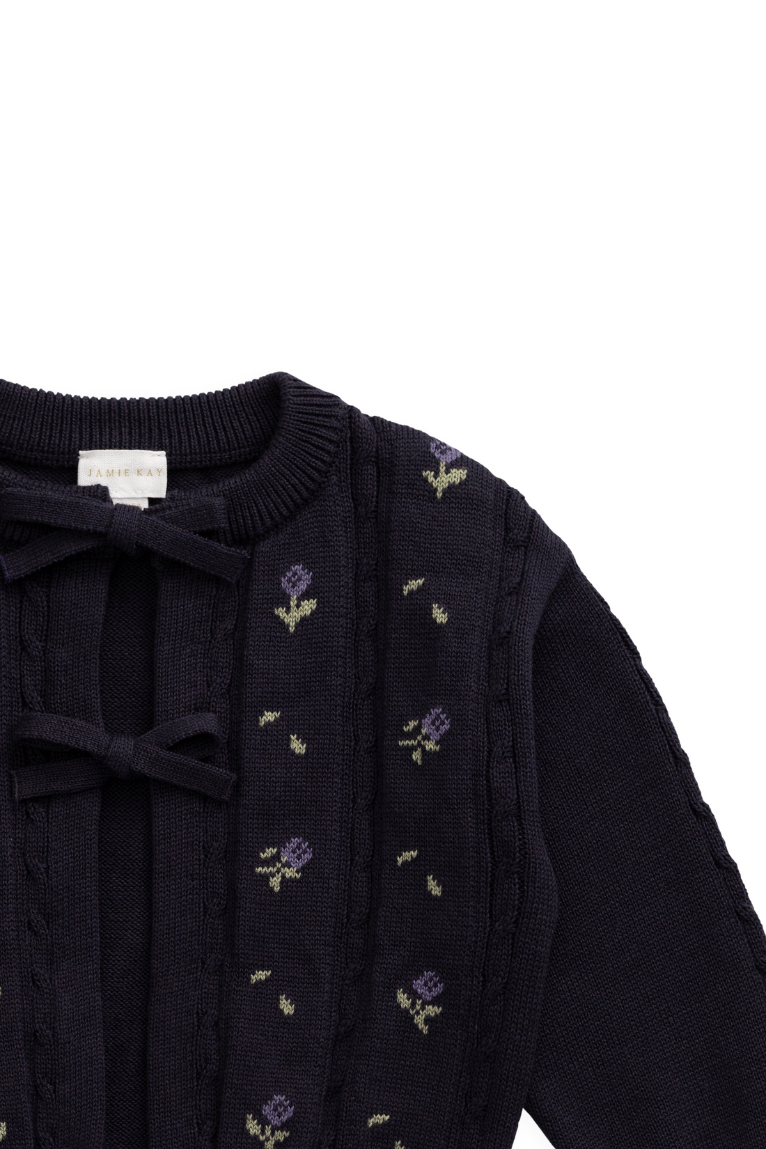 Annabella Knitted Cardigan - Annabella Jacquard Deep Well Childrens Cardigan from Jamie Kay Australia