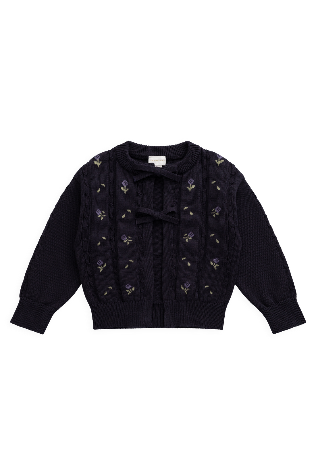 Annabella Knitted Cardigan - Annabella Jacquard Deep Well Childrens Cardigan from Jamie Kay Australia