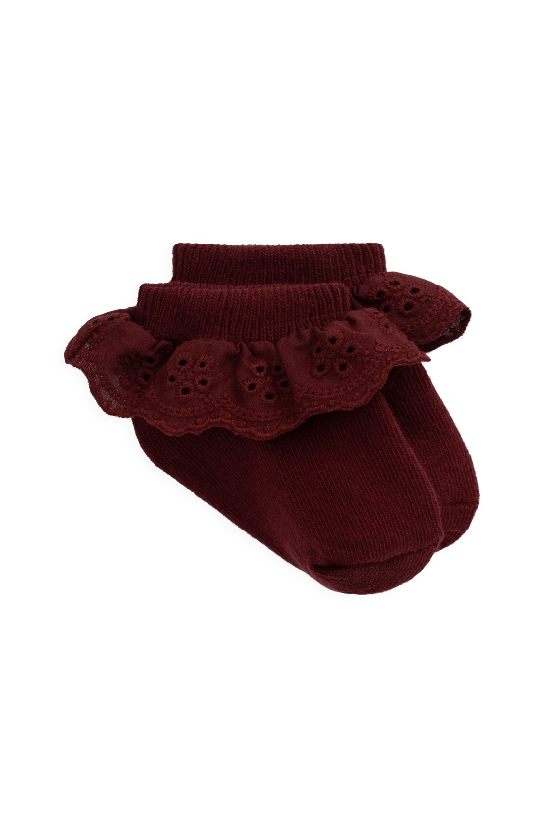 Frill Ankle Sock - Burgundy Childrens Sock from Jamie Kay Australia