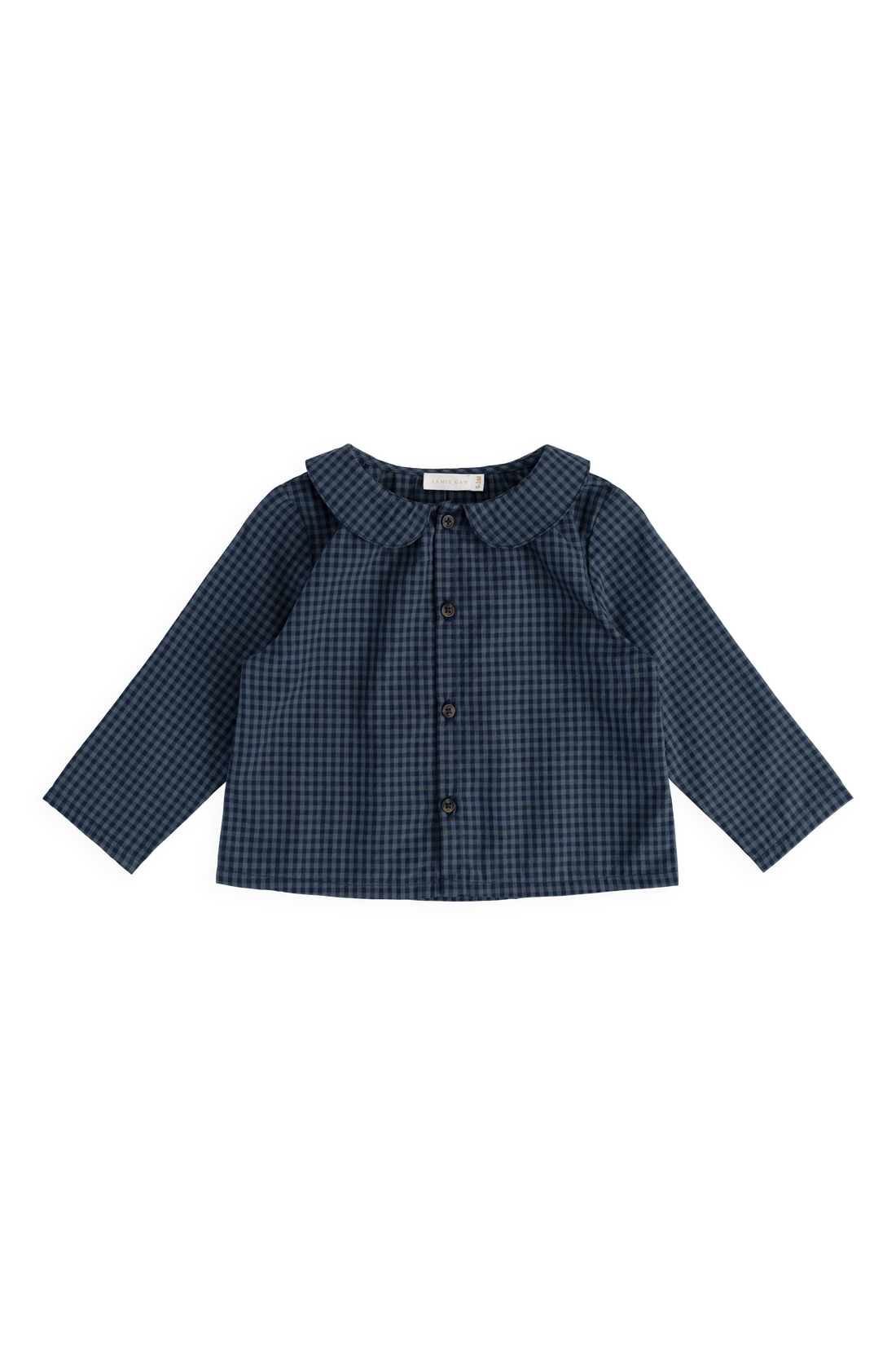 Organic Cotton Gabriel Top - Tiny Gingham Maritime Childrens Top from Jamie Kay Australia