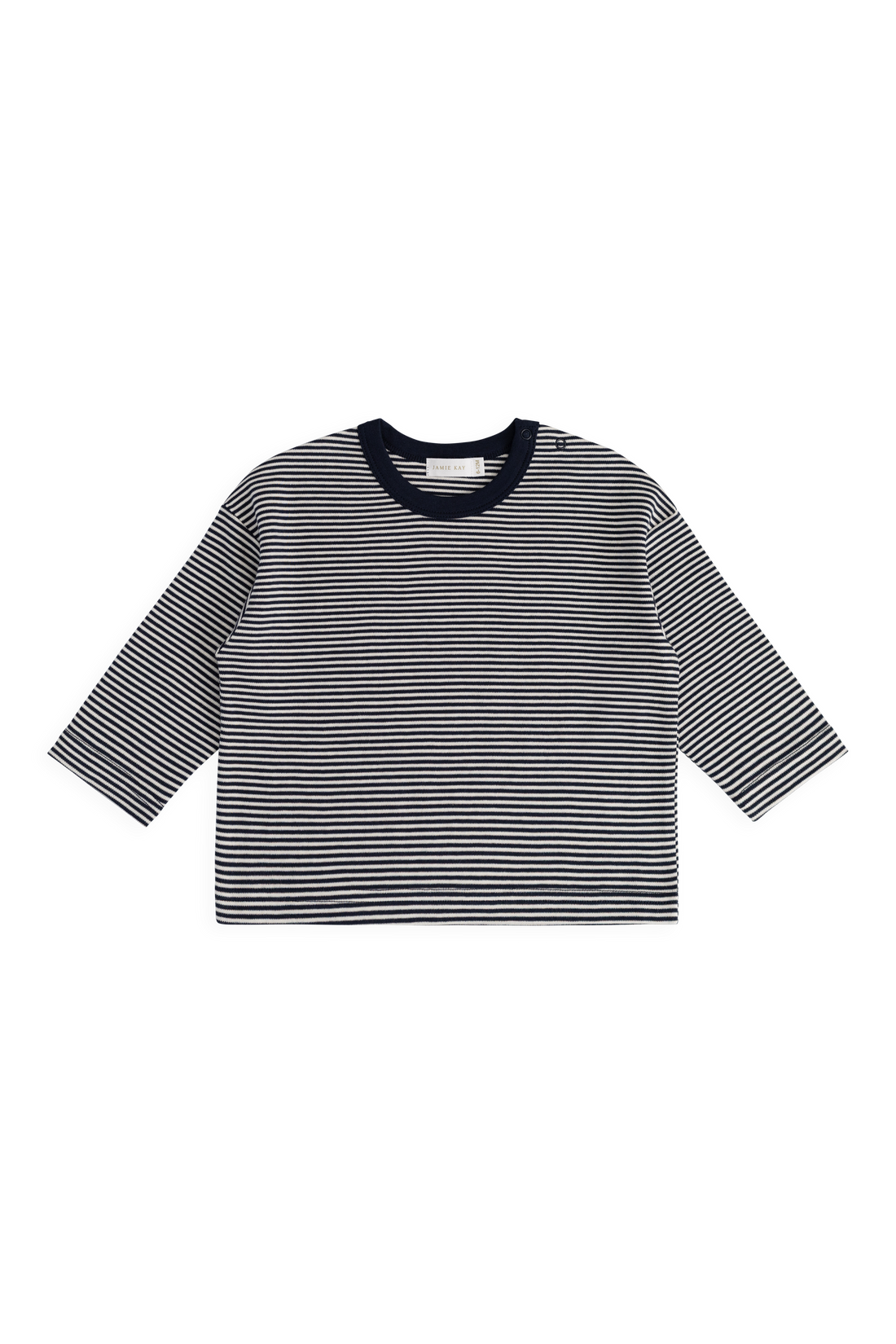 Pima Cotton Edward Long Sleeve Top - Petite Stripe Cloud/Maritime Childrens Top from Jamie Kay Australia
