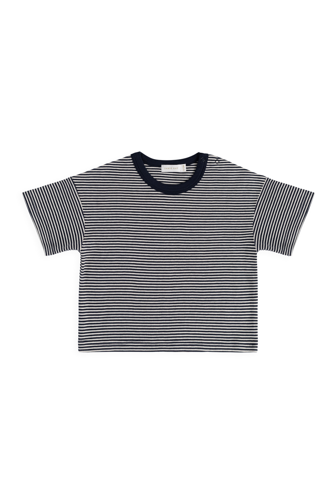 Pima Cotton Edward Tee - Petite Stripe Cloud/Maritime Childrens Top from Jamie Kay Australia