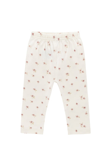 Organic Cotton Everyday Legging - Simple Flowers Egret Childrens Legging from Jamie Kay Australia