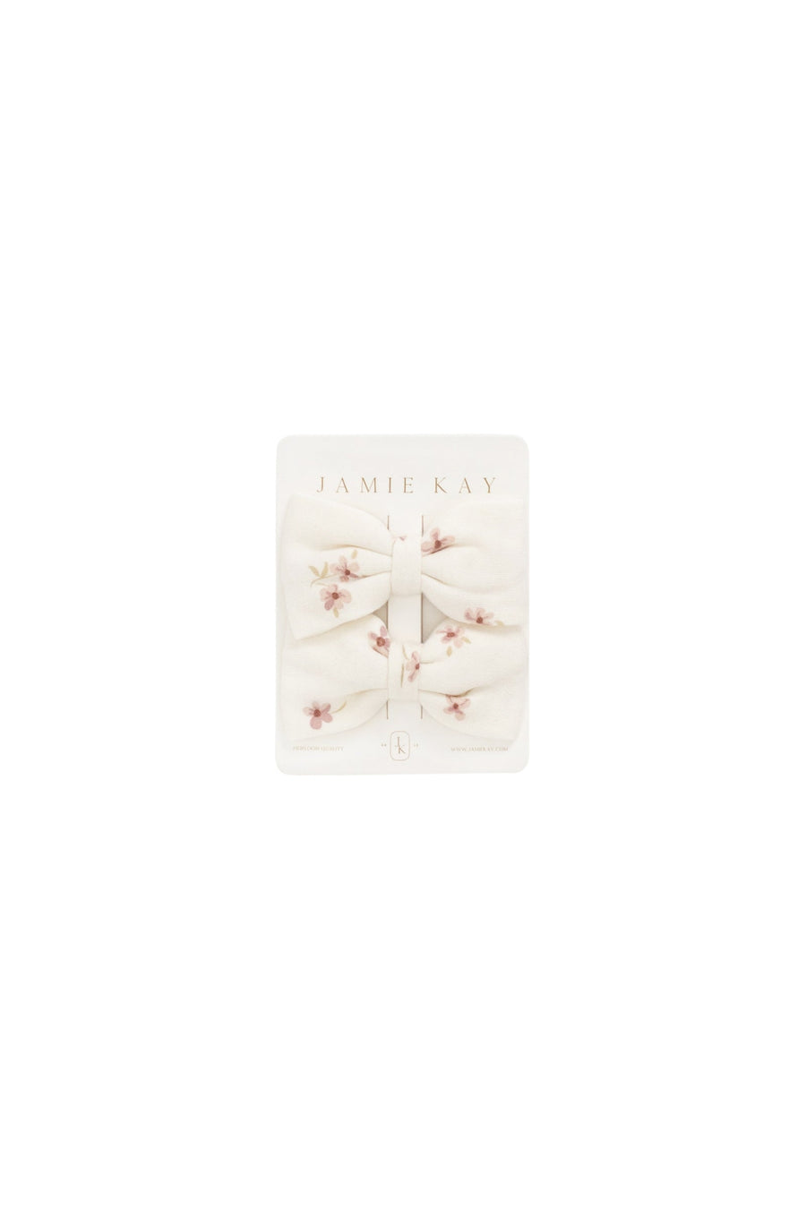 Organic Cotton Noelle 2pk Bow - Simple Flowers Egret Childrens Hair Bow from Jamie Kay Australia