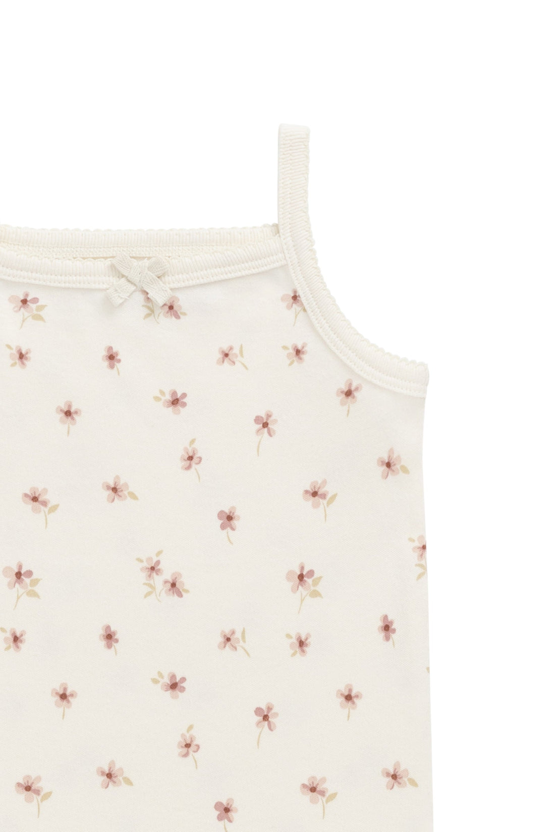 Organic Cotton Singlet - Simple Flowers Egret Childrens Singlet from Jamie Kay Australia