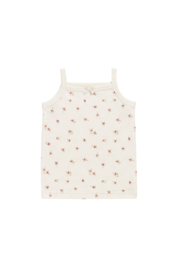 Organic Cotton Singlet - Simple Flowers Egret Childrens Singlet from Jamie Kay Australia