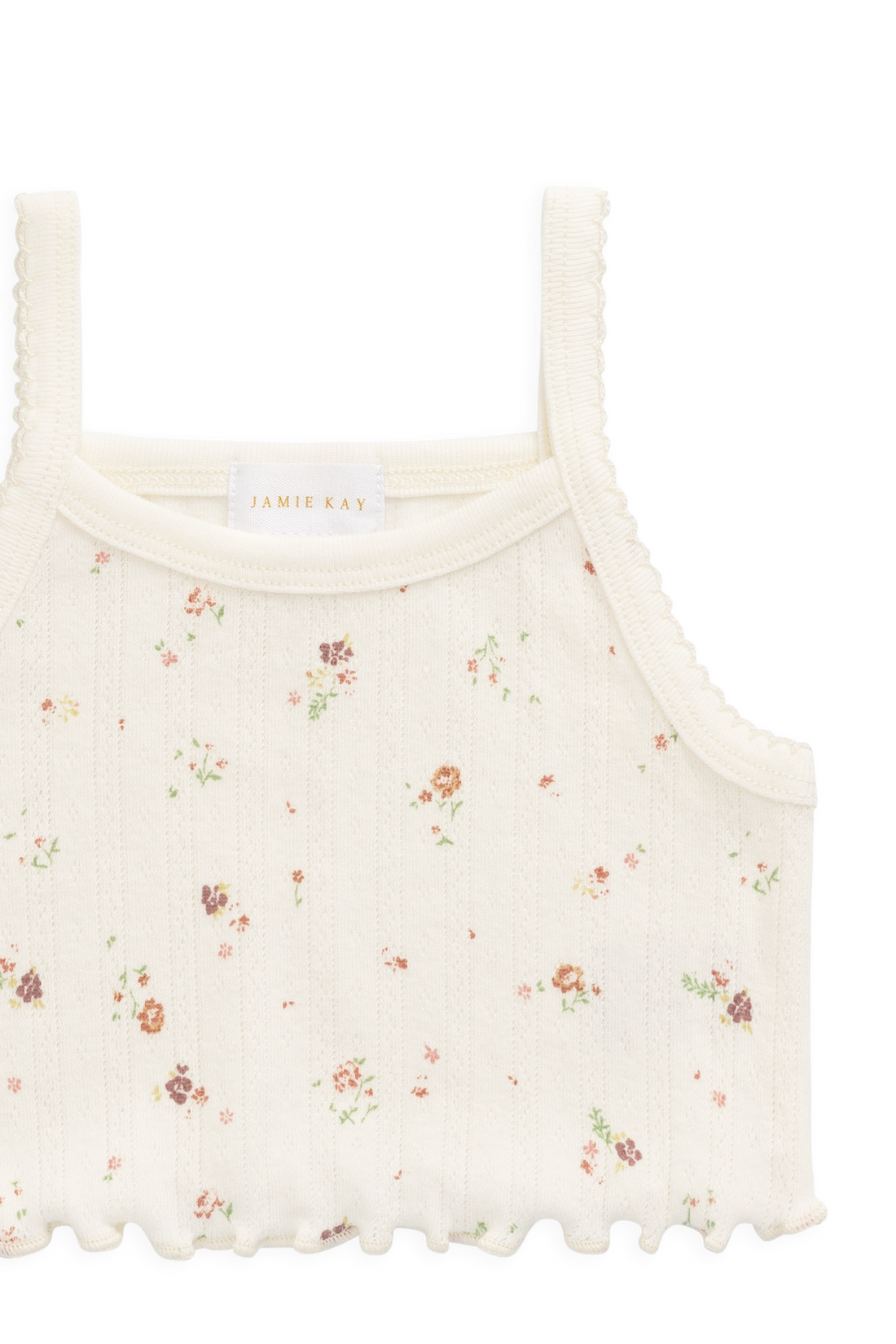 Organic Cotton Pointelle Bebe Singlet - Eloise Egret Childrens Singlet from Jamie Kay Australia