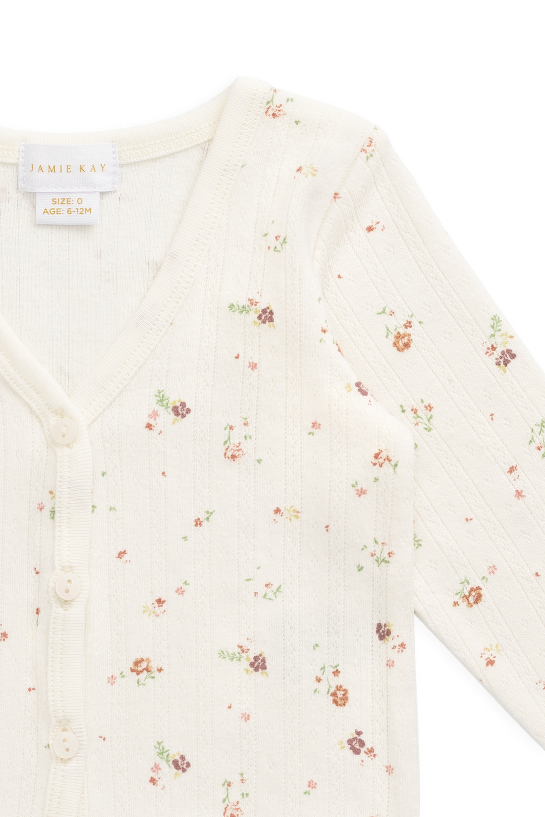 Organic Cotton Pointelle Carine Cardigan - Eloise Egret Childrens Cardigan from Jamie Kay Australia