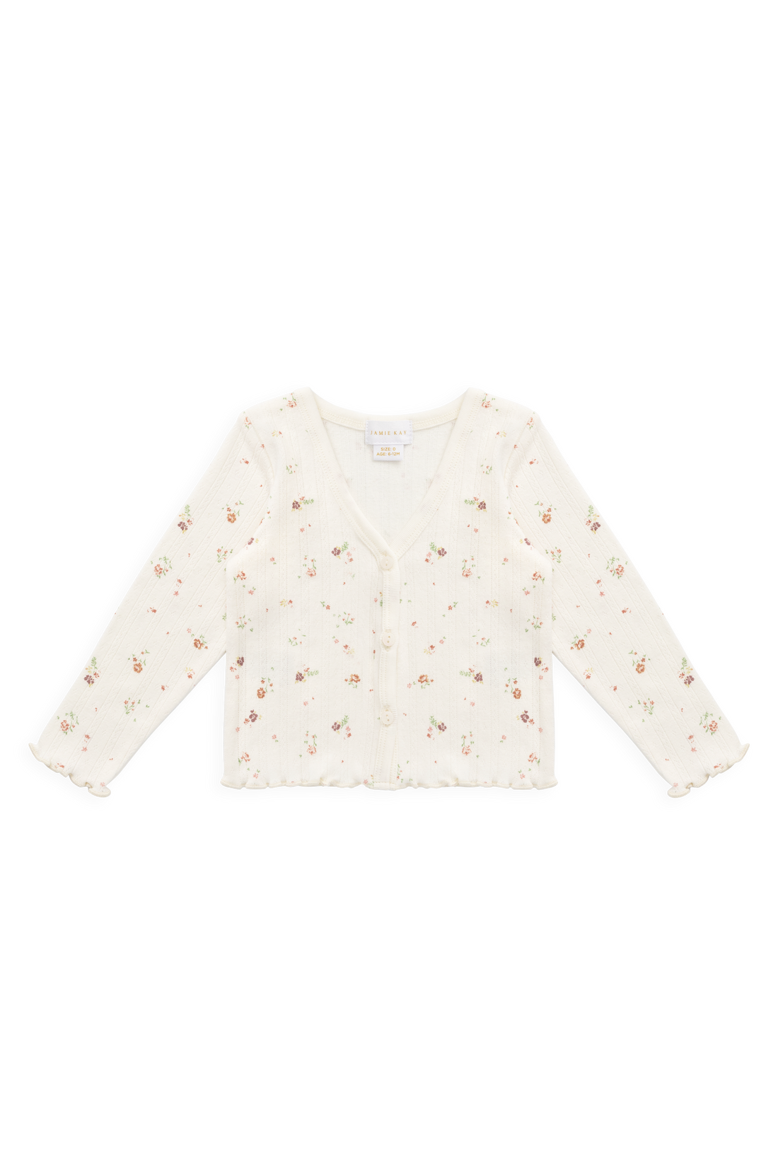 Organic Cotton Pointelle Carine Cardigan - Eloise Egret Childrens Cardigan from Jamie Kay Australia