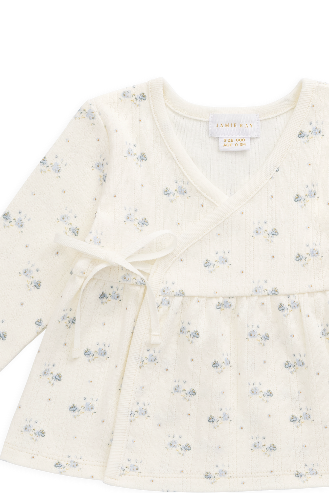 Organic Cotton Pointelle Clemence Wrap Top - Molly Blue Childrens Top from Jamie Kay Australia